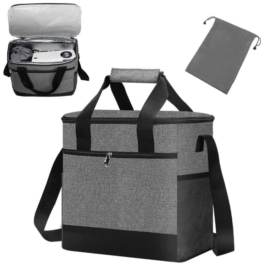 Projector Bag, Projector Case with Cable Storage Bag Large Capacity with Adjustable Strap & Handles Front Pocket & Double Side Pocket Projector Travel Carrying Bag Compatible with Most Projectors