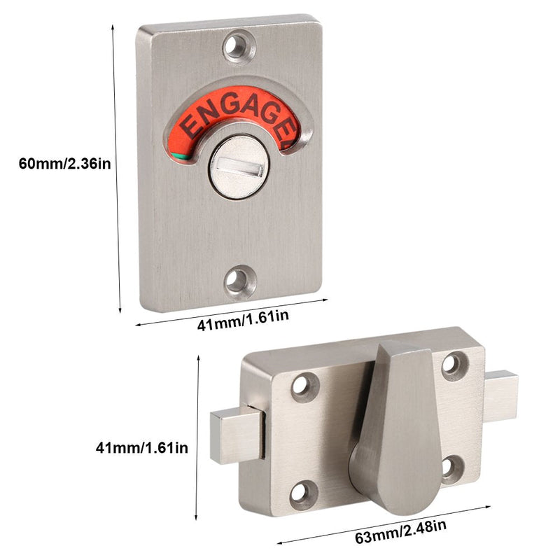 Stainless Steel Bathroom Door Lock with Occupied Vacant Indicator – Toilet Door Lock for Home Office Restroom, Heavy Duty Privacy Lock Hardware