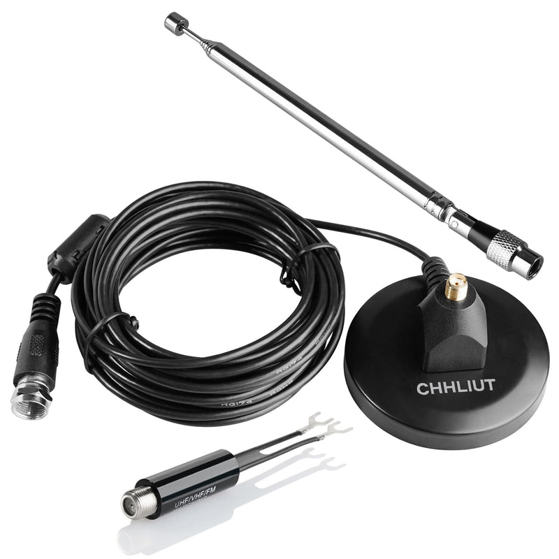FM Antenna for Stereo Receiver – Magnetic Base, 16ft Coaxial Cable, Retractable, Perfect FM Reception for Home Theater System