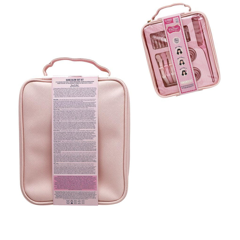 Vintage Cosmetic Company Blow Out Kit 13 Piece Hair Styling Set | 13 Piece Hair Styling Set with Wide Tooth Comb, Pin Tail Comb, Sectioning Clips, Hair Rollers and Travel Case. Complete Kit.