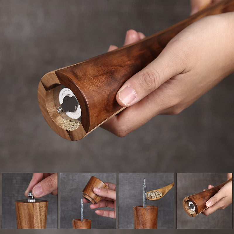 KKC HOME ACCENTS Wooden Pepper Grinder Mill, Refillable, Acacia Wood,10 Inch 10 in (Acacia 1)