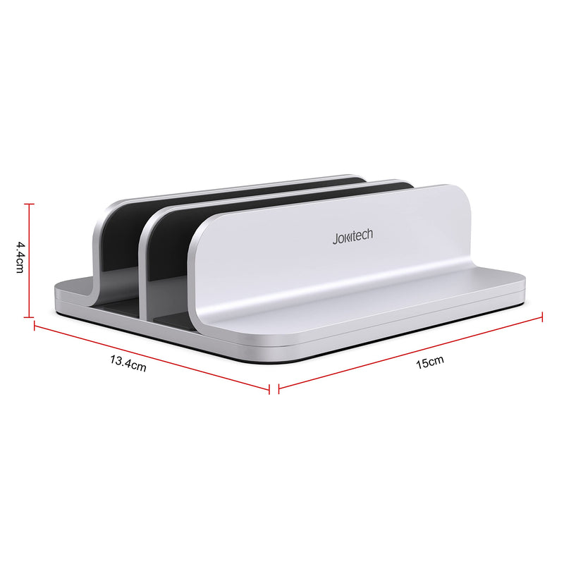 Double Aluminum Laptop Vertical Stand Organizer, Sturdy Notebook Computer Holder Stand Compatible with New Liquid Retina XDR Apple MacBook Air/Pro, Mac mini, Apple TV and iPad Pro - Silver