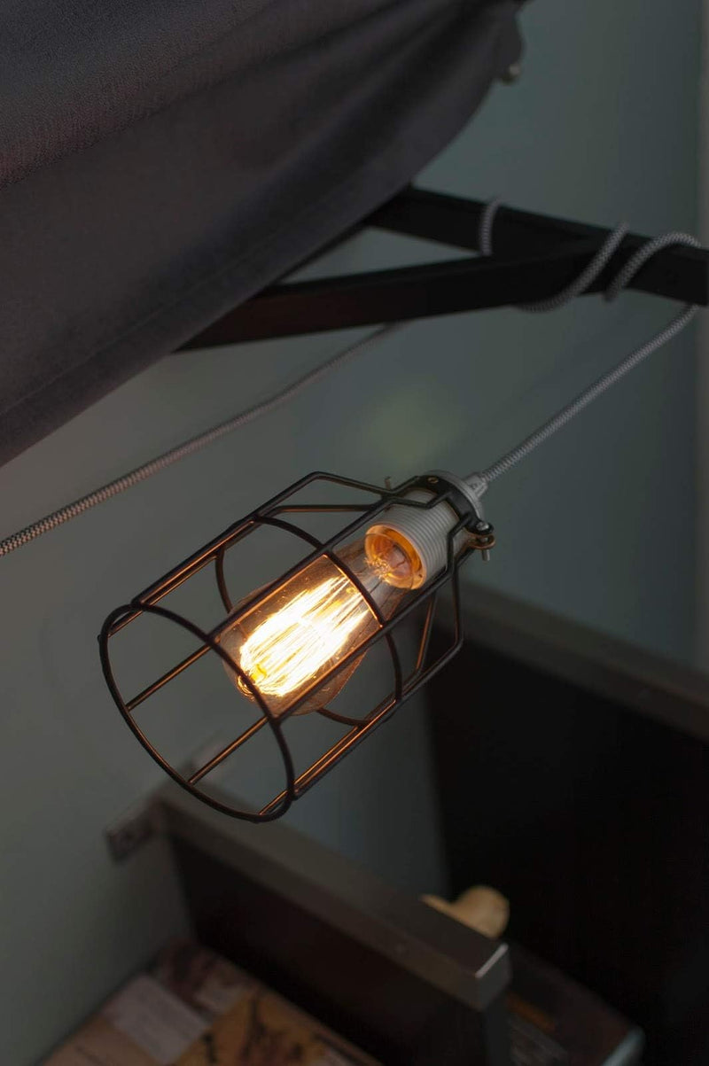 4-Pieces Industrial Vintage Style Metal Lamp Guard Cage for Pendant String Lights and Vintage Lamp Holders Black (4) 4