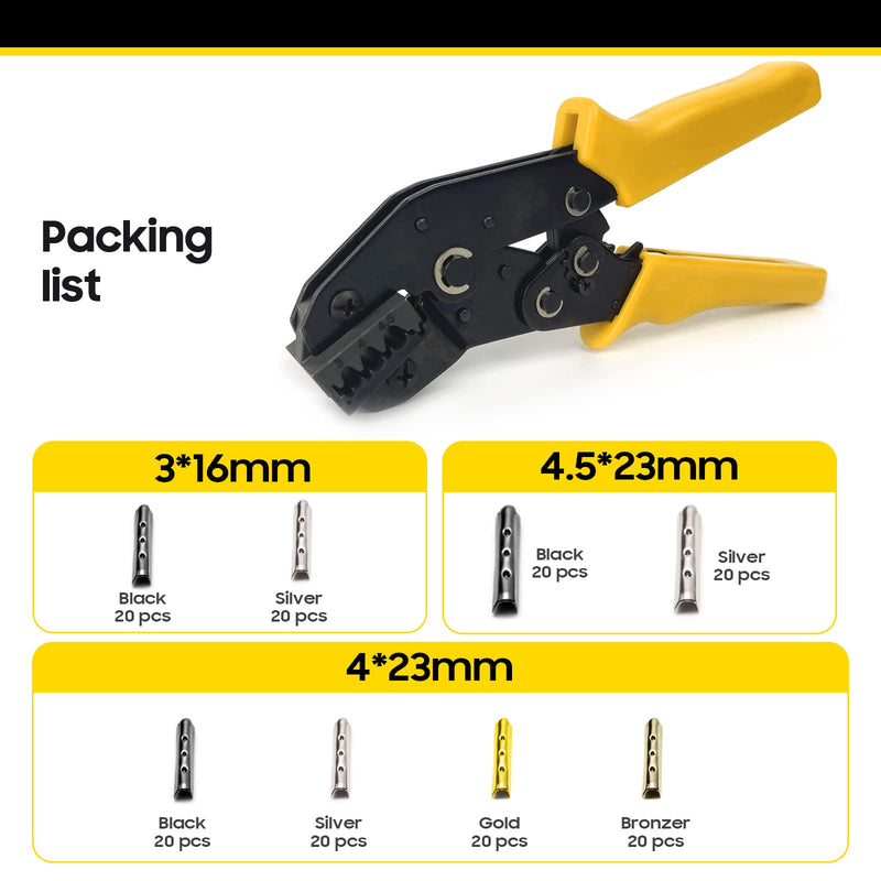 Aglet Crimping Tool, Shoelace Aglets Tool, Aglets For Shoelaces, Repair Shoe Lace Tips Replacement End Comes With 160 pcs Metal Aglets Installation Tool Adaptation 3/4/4.5 mm Aglets (Yellow)