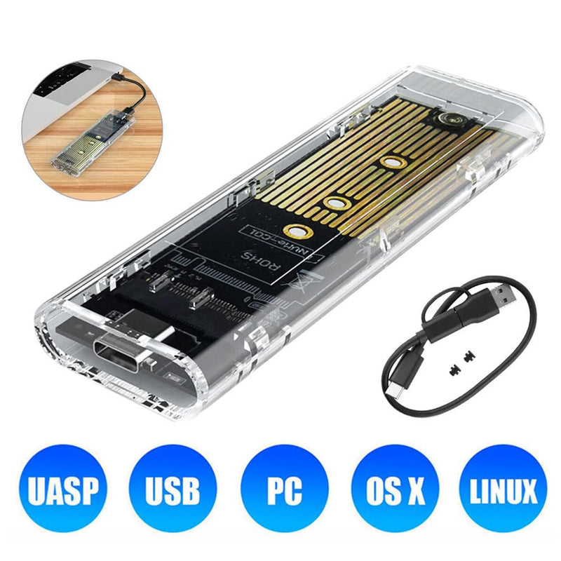 M.2 NGFF SATA SSD Enclosure, High-Speed to USB Type C Enclosure with 5Gbps, Compatibility for SSD SATA,Come with C to A Cable