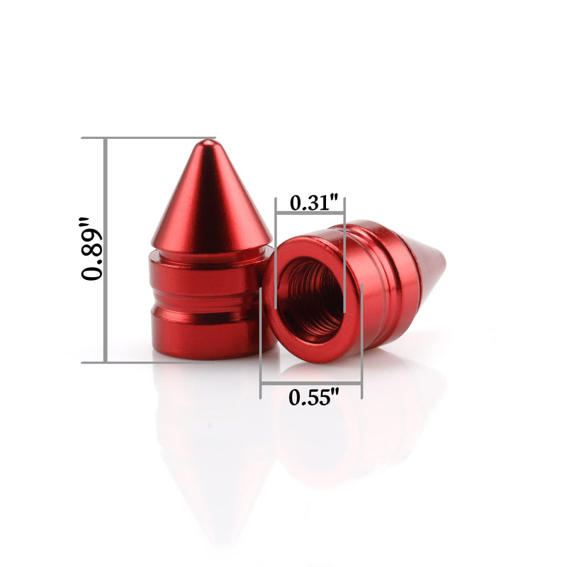 SINGARO Car Tire Valve Caps, 4 Pieces of Universal Aluminum Alloy Tire Trim Accessories Dust Tire Covers for Cars, Trucks, SUVs and Motorcycles(Red) Red
