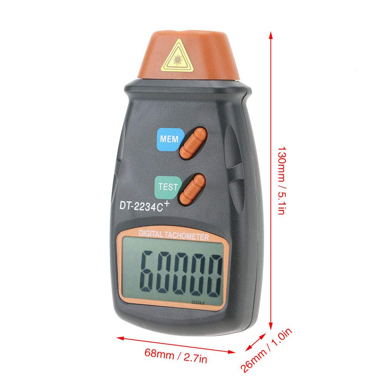 Digital Tachometer, ABS Plastic ‑2234C+ Non- Handheld Digital LCD Photo Tachometer Mini RPM Tester Meter, Clear LCD Display Auto Range Low Battery Indication