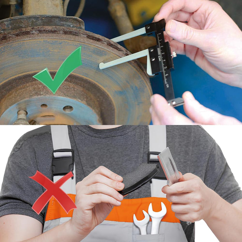 Tire Tread Depth Gauge - Brake Pad Wear Gauge | 0-60mm Metric Brake Disc Rotor Thickness Caliper,Manual Portable Measuring Tool for Car,Truck,Motorcycle