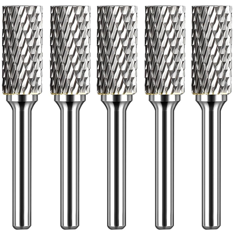Tungsten Carbide Burr Set SA-5 Double Cut Rotary Burr File(1/2” cutter Dia X 1”Cutter Length) with 1/4'' Shank for Die Grinder Drill Bits (Pack of 5)…