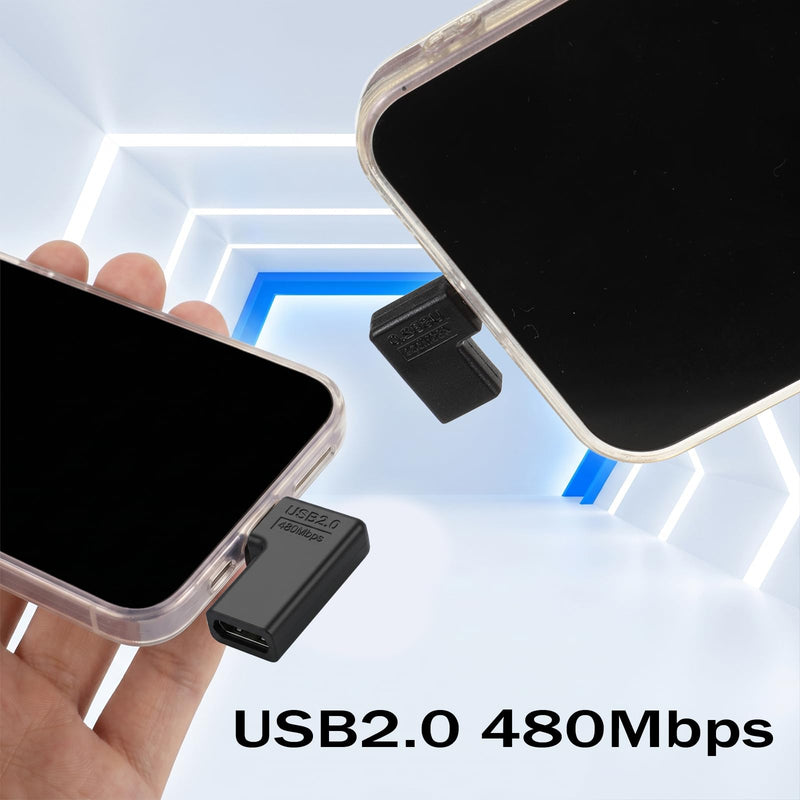 SynHHergyx USB C to Micro USB Adapter 3 Pack USBC to USB Micro Adapter USB-C Type-C Female to USB 2.0 5Pin Male Data Adapters 90 Degree Left & Right Angled Type