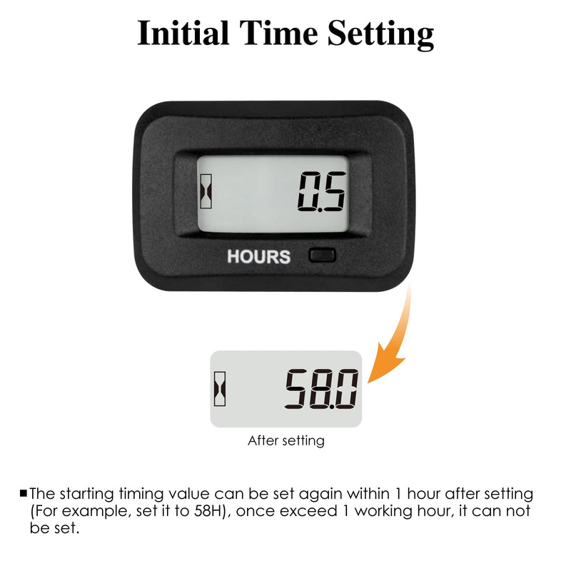  [AUSTRALIA] - NR-HM038AD AC/DC 5V to 277V,Snap-in Digital LCD Hour Meter Kit,Initial Hours Settable,Resettable Partial Running Hours,Built-in Battery,Waterproof,Use for ZTR Lawn Mower Tractor Generator