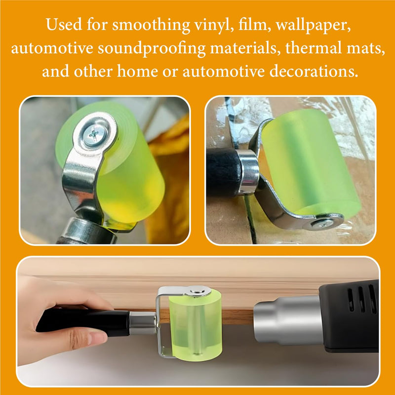 1 PCS Sound Deadening Car Seam Roller, Silicone Car Sound Deadening Application Wheel Roller, Seam Roller Equipped Smooth Handle for Heat Insulation Mat Wallpaper Application (Large Green-1PCS) Large Green-1PCS