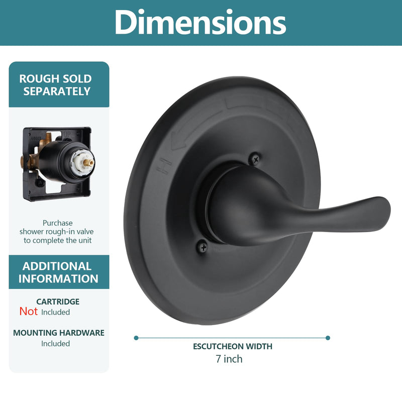 Shower Trim Kit Compatible with Delta 13/14 Series, Shower Cover Plate with Handle, Matte Black(Valve& Catridge Not Inclued)