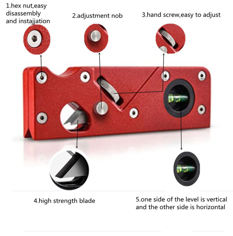 szhdxsy, Wood Planar carpenter's edge trimming tool, suitable for manual chamfering and planing of wood quick trimming,for Quick Edge Trimming and Chamfering,red(Combination upgrade-7 Cutter Heads) A180
