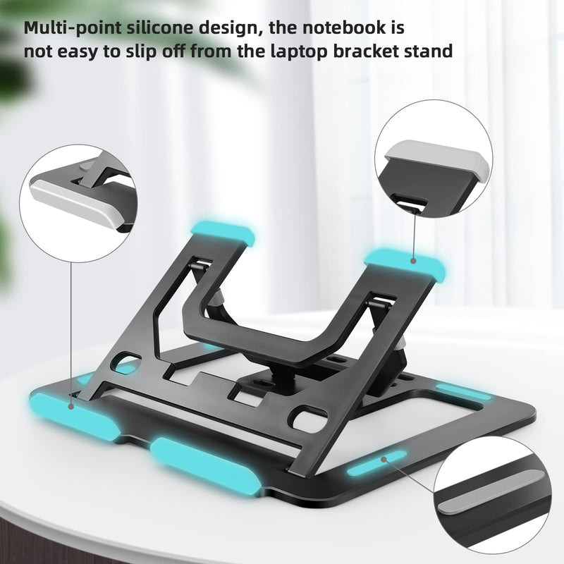 Laptop Stand Holder Computer Notebook Support Riser Adjustable Non Slip Laptop Base Bracket Ergonomic Foldable Desk Mount for Dell HP MacBook Air Pro Lenovo Chromebook