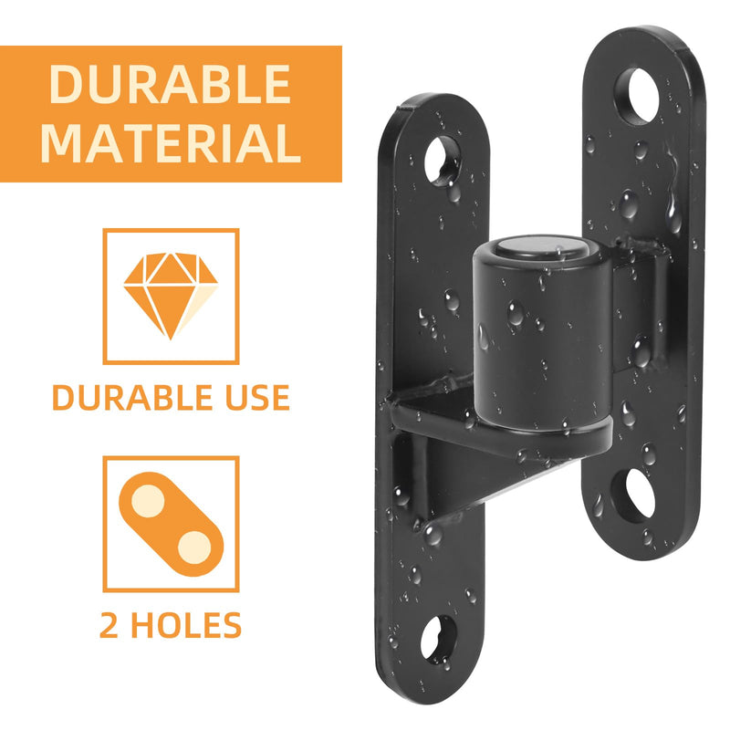 Wall Mount Gate Hinges, 2 Pairs Heavy Duty Fence Gate Hinges 5/8'' Pin Fence Post Hinge Set for Wooden or Concrete Fence Gate (Black, Screws Included) Black-2 Pairs
