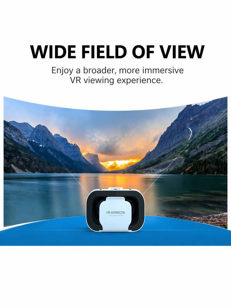 Virtual Reality Headset for 4.7-6.53 in Smartphones, Adjustable Focus and IPD, with Y1 Black Remote, White