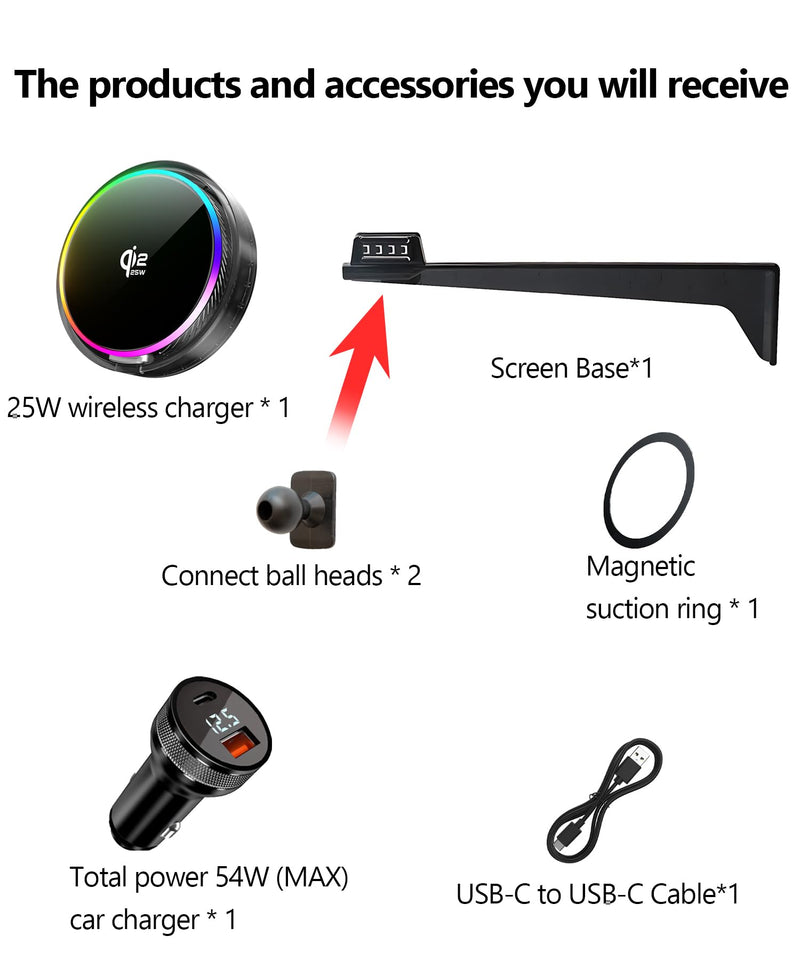 25W Car Mount Charger for BMW The X3 2025 2026 14.9-Inch Screen | 2025 2026 BMW The X3 Qi2.2 25W MagSafe Fast Charging Cell Phone Holder Accessories,with Cooling Fan＆54W Fast Adapter Magsafe+Qi2 25W Fast Charging for 2025-2026 BMW X3(14.9 Inch)