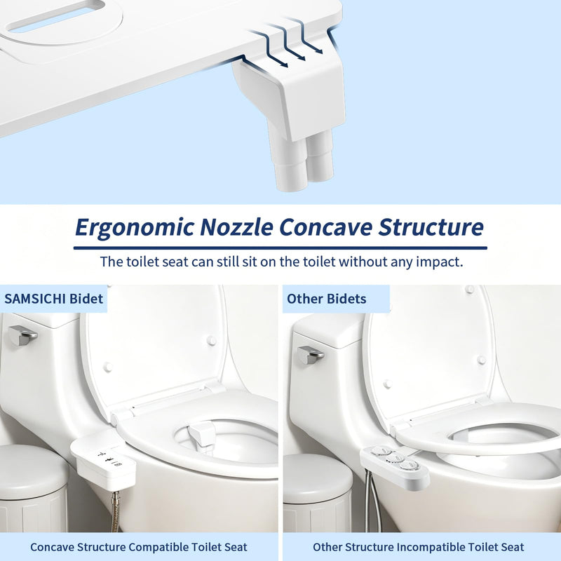 Bidet Attachment for Toilet, Retractable Self Cleaning Cold Water Bidets for Existing Toilets, Bidet Toilet Seat Attachment with Pressure Controls, Bidet Attachment for Frontal & Rear Wash, White