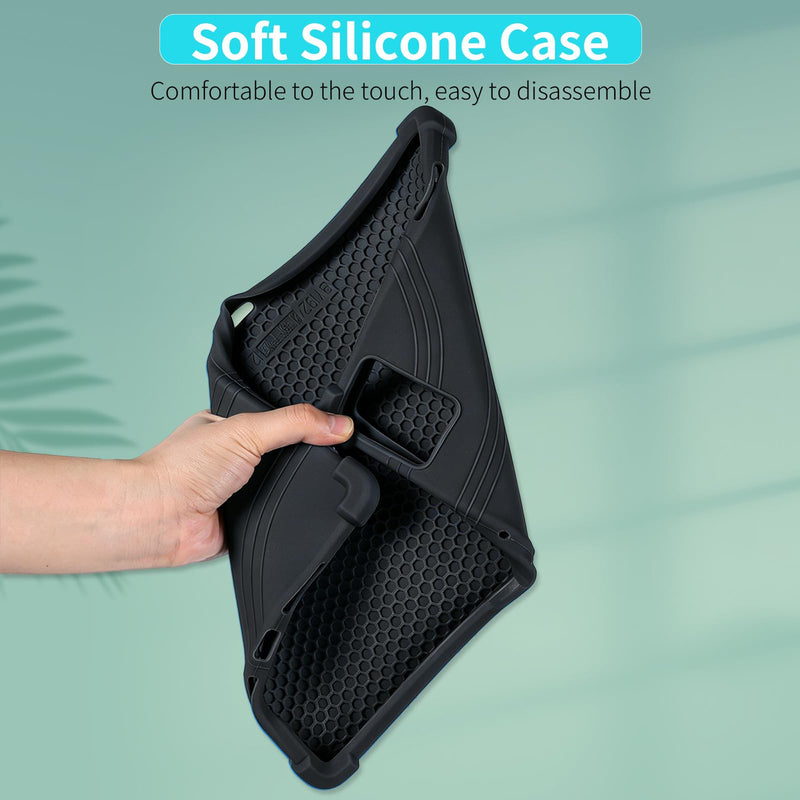 Caweet Case for Lenovo Idea Tab 2025/Motorola Moto Pad 60 Neo/Moto Pad 2026 11 Inch, Heavy Duty Shockproof Full-Protection Adjustable Stand Silicone Cover, Black