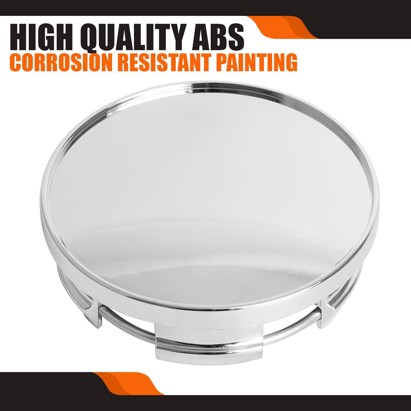 2.5Inch 63MM Wheel Center Caps for Dodge RAM 1500 Rim Hub Caps 6KF18TRMAA, Pack of 4 (Chrome, Outer 63MM, Inner 56MM, Easy DIY Installation) Outer 63.0MM , Inner 55.5MM Chrome