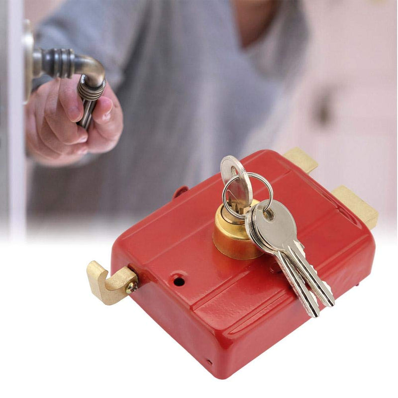 Nightlatch Heavy Duty Security Dead Bolt With Keys for Front Door - Red Hanging Hardware Deadbolt Rim Lock
