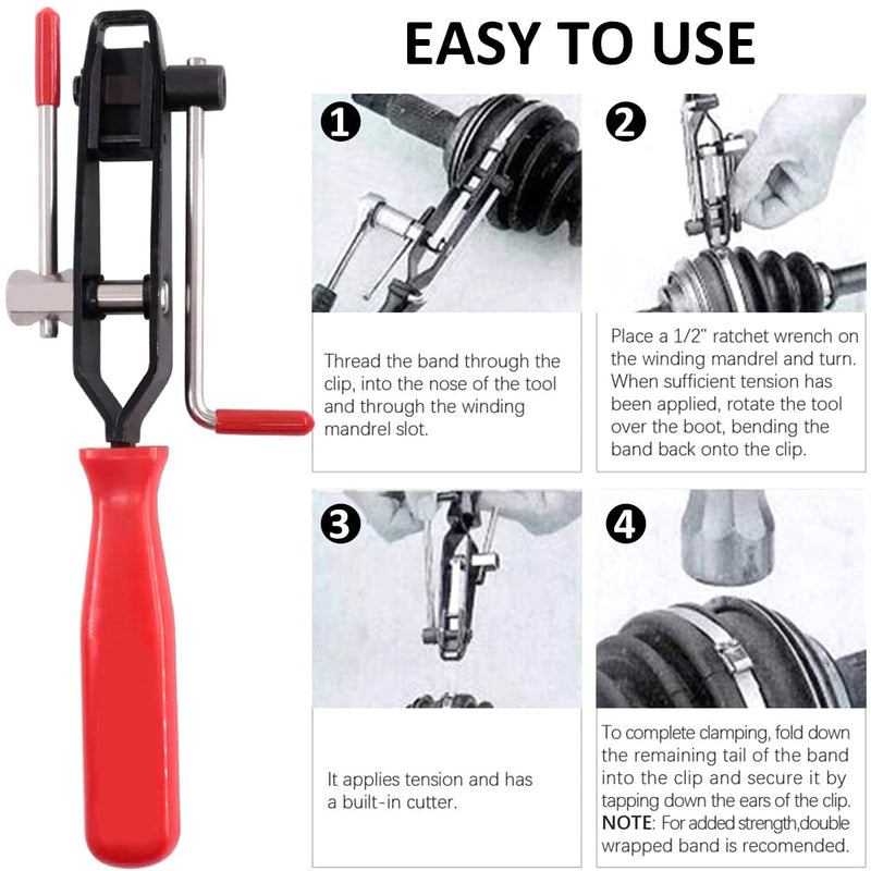 10pcs CV Boot Clamps Pliers Kit, Ear Boot Tie Pliers,Stainless Steel Universal Adjustable AXLE CV Joint Boot Crimp Clamp Kit,Hose Axle Plier CV Clamp Tool CV Joint Banding Tools