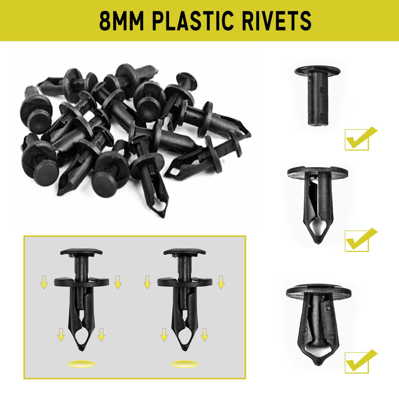Xislet 45PCS Universal Style Engine Under Cover Splash Shield Guard Body Bolts Bumper Fender Liner Push Retainer Fastener Rivet Clips Compatible with Most Brand of Vehicles