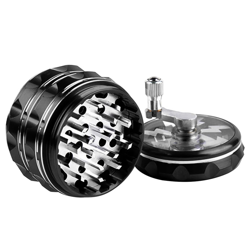 Hand Crank Grinder, 2.5 Inch Potable Large Grinder With Clear Top Cover Best Gift-Black Black