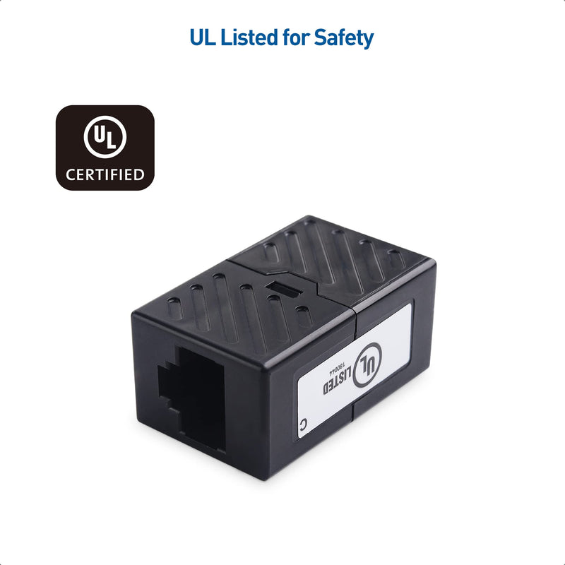 Cable Matters [UL Listed] 5-Pack 10Gbps Cat 6 Ethernet Coupler (RJ45 Coupler, Cat6 RJ45 Female to Female Adapter, Ethernet Extender Adapter) in Black, Compatible with Cat6A, Cat5e