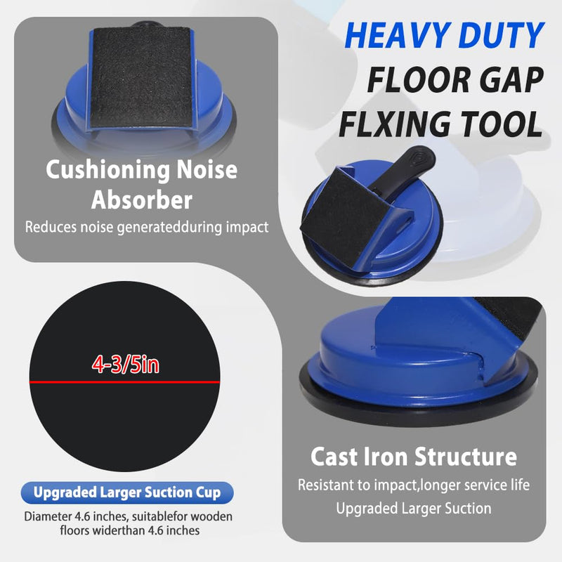 Heavy Duty Floor Gap Fixer Tool, Professional Vinyl Floor Gap Repair Tool for Laminate Flooring, 45° Striking Surface & Enhanced Suction Cup, Includes 5pcs Extra Sticky Pads