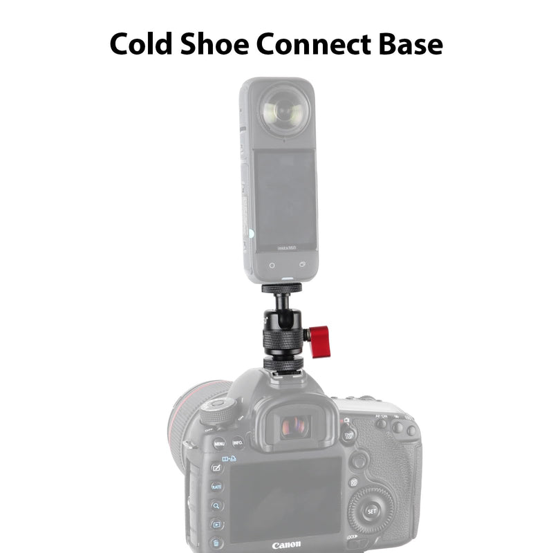 HSU Cold Shoe Mount Adapter, Aluminum 1/4”-20 Screw Hole 360° Rotation Camera Tripod Mount for Insta360 X4/X3/X2/X/RS/R/GoPro/Sony/DSLR Camera Flash and Other Cameras, Black