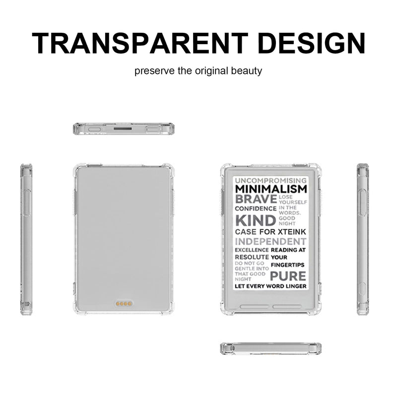 Clear TPU Case Cover Compatible with XTEINK X3 3.7" E-Reader Airbag Bumper | Shock-absorbing airbag corners, crystal clear soft TPU, ultra-thin lightweight, precise port cutouts, non-slip grip