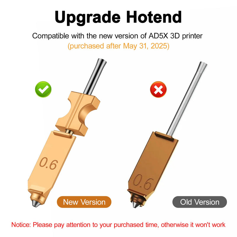 4PK Upgraded All-Size Hotend Kit for Flashforge AD5X Quick-Detachable Nozzle Extruder, Rapid Heating, with Extra 4PK Silicone Cover 4PK Nozzle Brush Hotend for AD5X 4PK