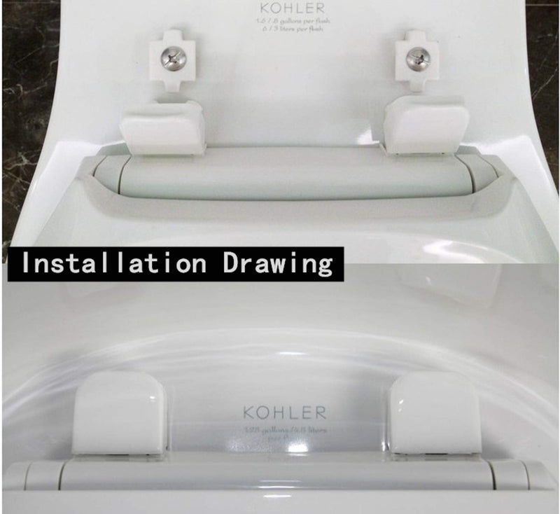 Toilet Seat Hinge Kit for Elongated Toilet Seat Compatible with Kohler 1150464-0, Slow and Quiet Close Design, White