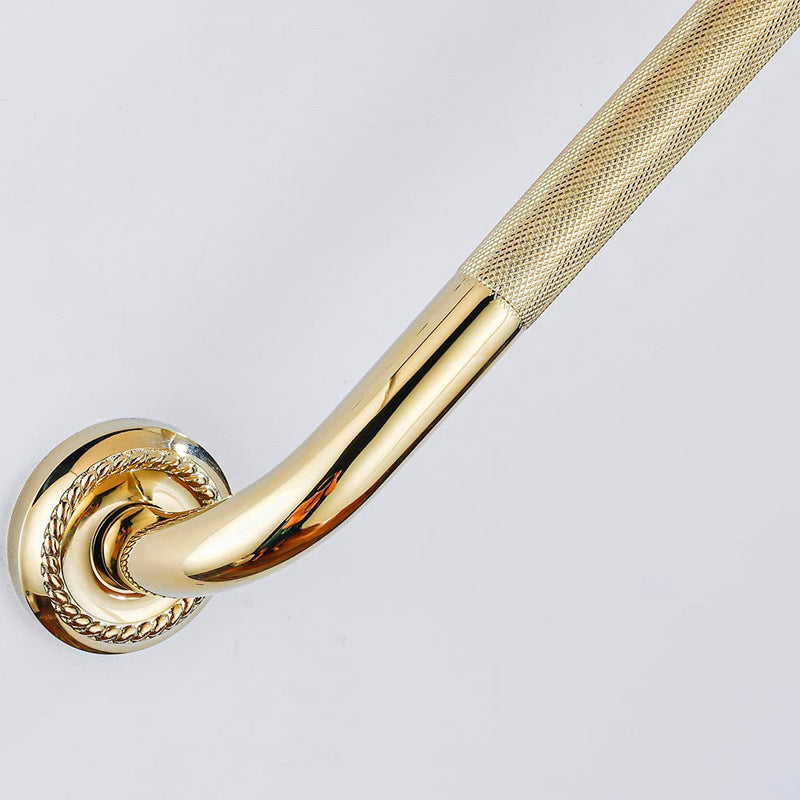 Textured Shower Grab Bar, 12-Inch Bathroom Support Rails, Stylish Safety Armrest Hand Rail, Polished Brass/Gold Finish, Good for Senior, Kids, Elderly 12 Inch