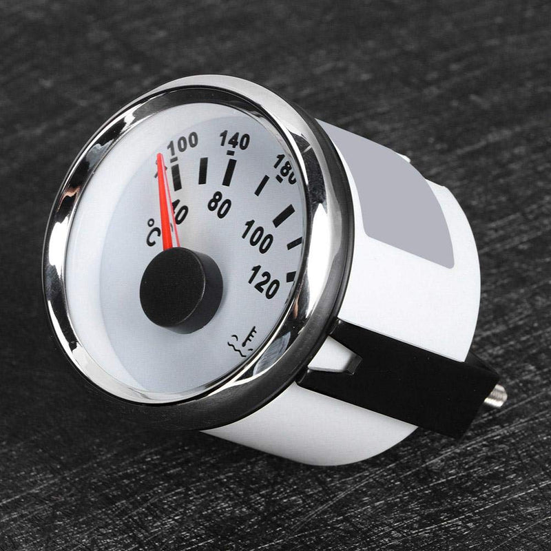 FastUU Electric Water Temperature Gauge, 40-120 ℃ Waterproof Boat Water Temp Gauge, 52mm/2in Marine Engine Water Temp Meter for Boat, RV, Car, Truck, Generator (White Dial)
