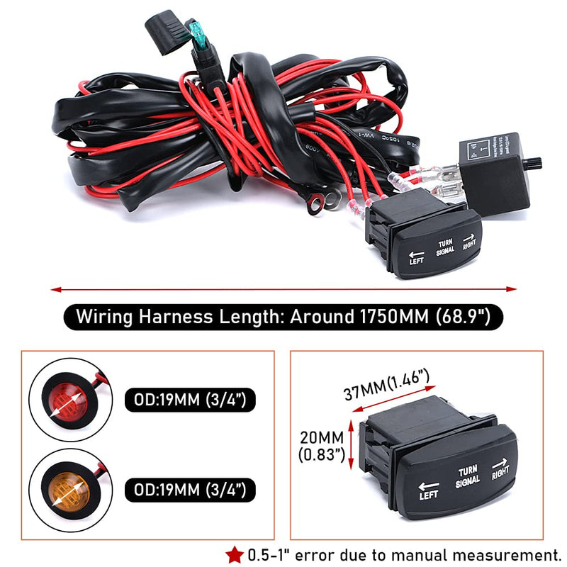 Hypertune Universal ATV/UTV Turn Signal Kit Horn Flasher Relay Kit Compatible with Polaris Kawasaki Golf Cart Arctic Cat SXS ATV UTV Street Legal Kit Vertical Green Horizontal