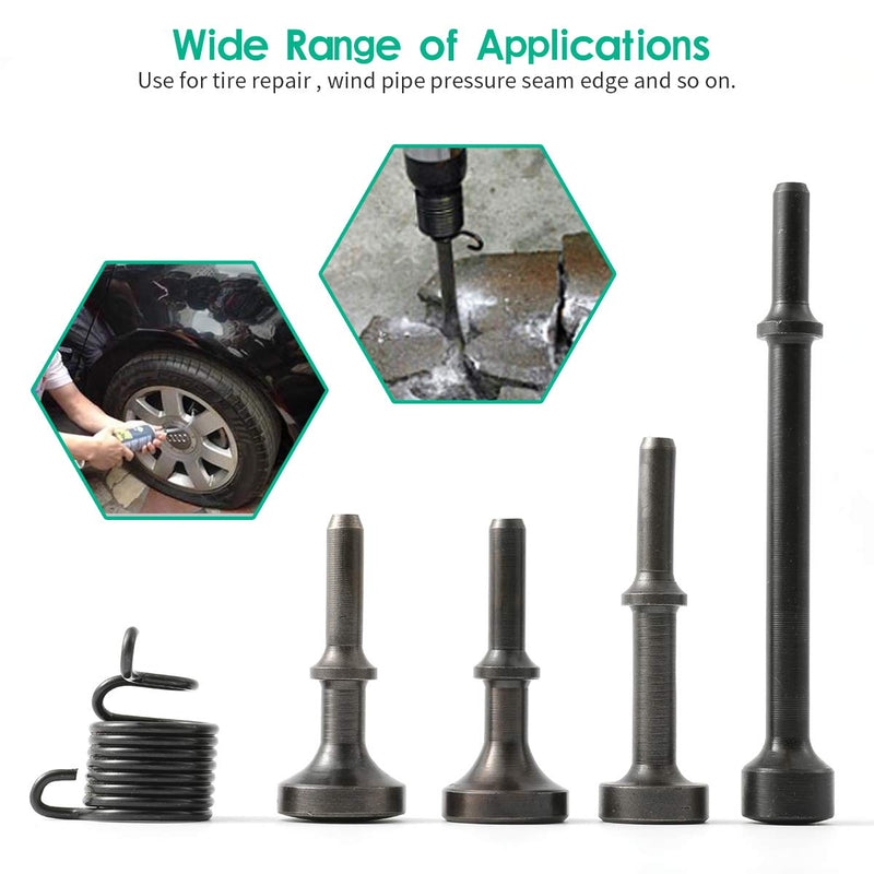 Anndason 5 Pcs Smoothing Pneumatic Air Hammer Pneumatic Chisel Bits Tools Kit Style 1