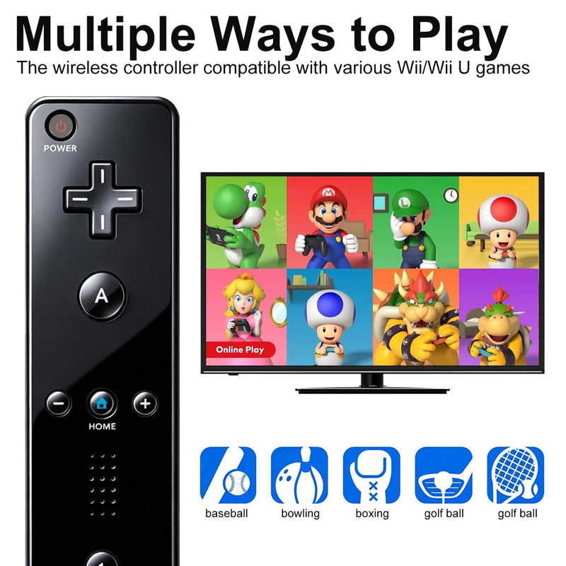 JYELUK Wii Controller,Wii Remote Controller 2 Pack, Black | Compatible with Nintendo Wii,with Wrist Strap and Case