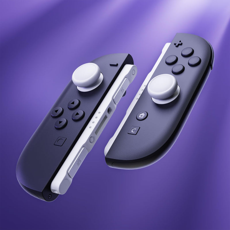 eXtremeRate Replacement 3D Joystick & Thumb Grips & Side Rail Shell Buttons for Nintendo Switch 2 JoyCon, Console Rail Stickers Controller Left Right Analog Stick Thumbsticks Caps for Switch 2 - White
