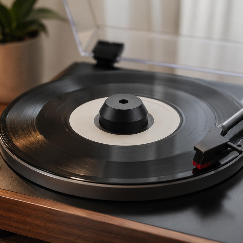 45 RPM Adapter, 45 Record Adapter Solid Aluminum 7 Inch | Vinyl Record Dome 45 Adapter for Record Player (Black)