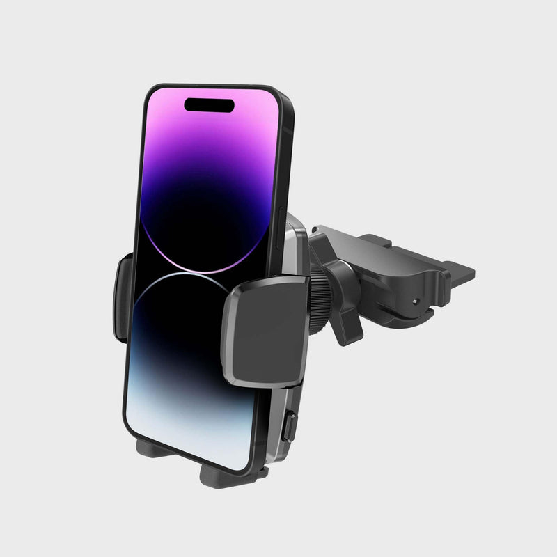 Simple CD Cradle Phone Mount - Upgraded Hands-Free Car Phone Holder - Thick Case Friendly - Mount for CD Player - Compatible with iPhone 12-17 & iPhone Air, Android - Black CD Cradle Mount