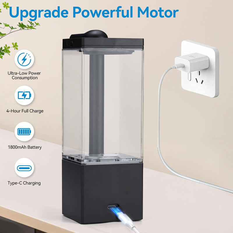 Automatic Soap Dispenser Touchless, Hand Soap Dispenser, 16.5oz/490mL Transparent Reservoir Wall Mount, Type-C Rechargeable, 3-Level Adjustable, Water-Resistant for Bathroom,Kitchen,Office, Black