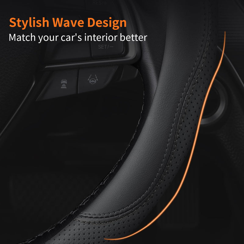 XHRING Car Steering Wheel Cover for Honda Civic Accord CRV HRV Pilot Passport Odyssey Element Insight Fit Ridgeline Clarity City LX EX EXL Si Hatchback Sport Hybrid Touring Accessories, 2026 Black (M)