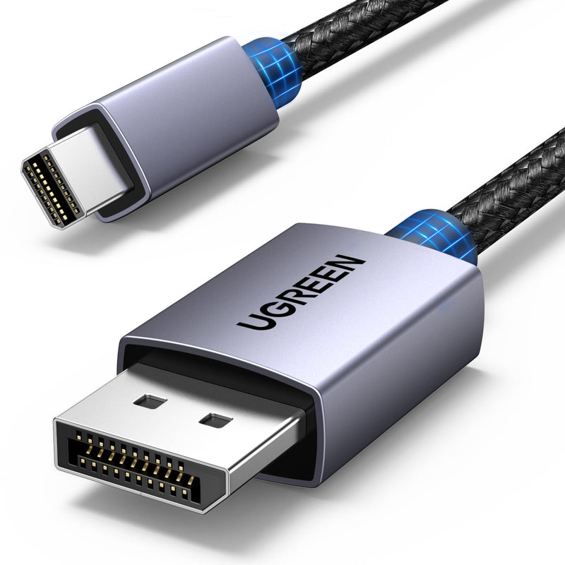 UGREEN VESA Mini DisplayPort to DisplayPort 1.4 Cable 6.6FT 8K@60Hz 4K@240Hz 32.4Gbps Bi-Directional DisplayPort to Mini DisplayPort Cord HDR HDCP2.3 for Thunderbolt 2/1 MacBook GSync FreeSync Monitor