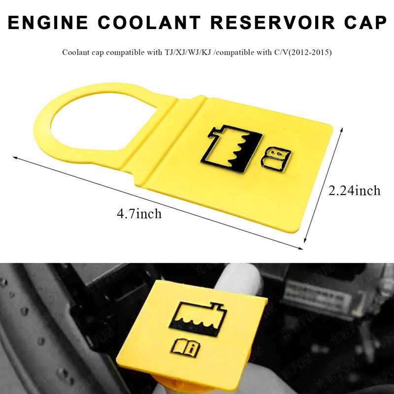 2PCS Engine Coolant Reservoir Cap, Radiator Overflow Tank Cap Replacement 55111074AA 52079331, Coolant Recovery Water Tank Cap Compatible with Grand Voyager Wrangler Compass 2PCS