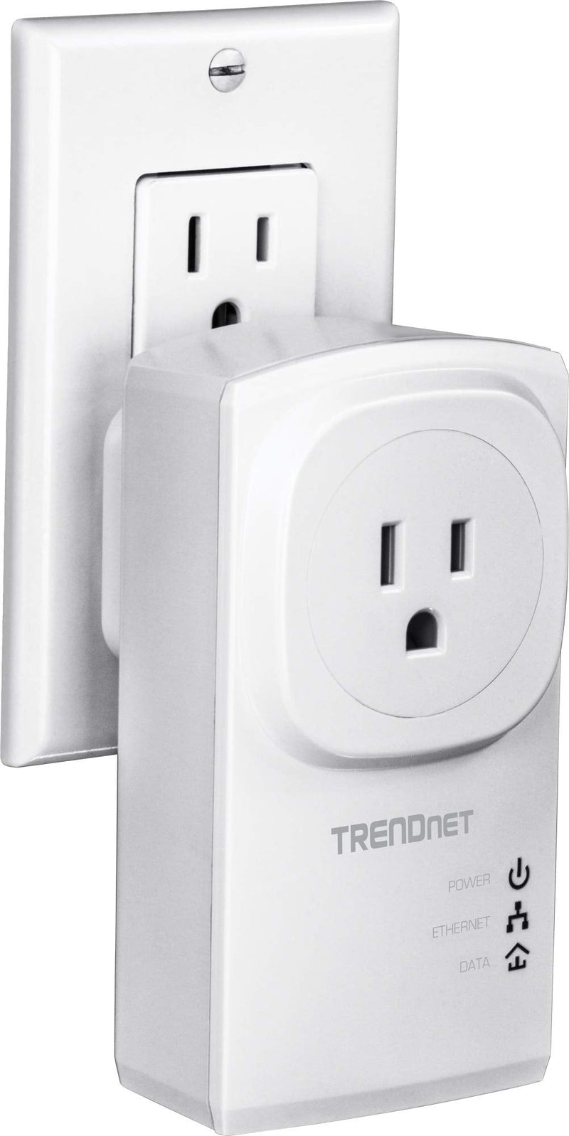 TRENDnet Powerline 500 AV Nano Adapter Kit with Built-in Outlet, Power Outlet Pass-Through, Includes 2 x TPL-407E Adapters, Plug & Play, Ideal for Smart TVs, Gaming, White, TPL-407E2K AV 500 Pass-Through Starter Kit