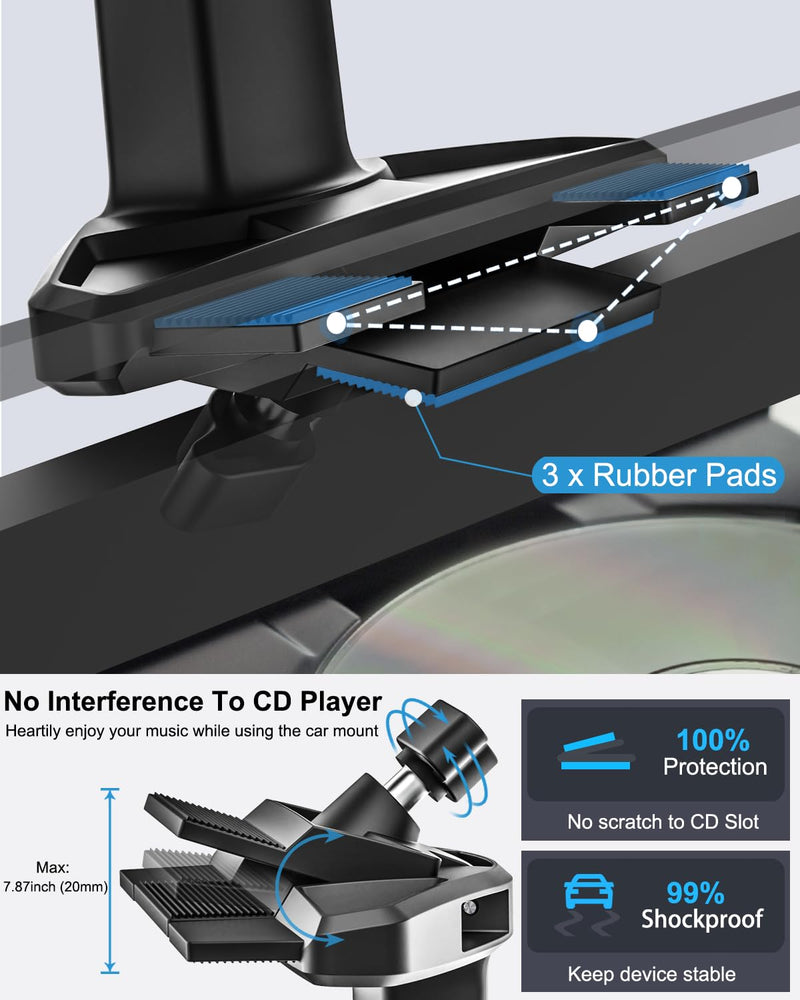for MagSafe Car Mount CD Slot【20 Strong Magnets】Height Adjustable Magnetic Phone Holder CD Player, Cell Phone Holders for Your Car for iPhone 17 Pro Max 16 15 14 13 12 Air Plus, All Smartphones