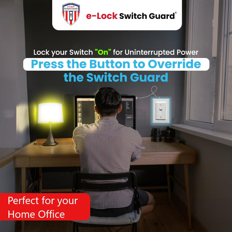 eLock Switch Guard for Toggle Switches | Child Proof Light Switch Lock with ON/OFF Push Button | Made in USA | Protect Devices, TV's, Security Camera, Gas Fireplace | Safety Cover | Ivory | 2 Pack 2 Count